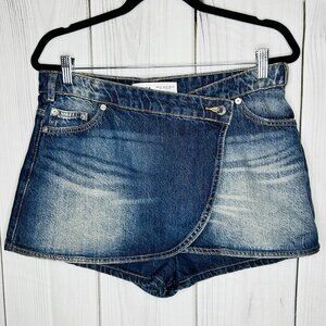 Bershka Denim Shorts Flap Skort Size EU 42 US 10 (34 x 2) Blue Never Worn